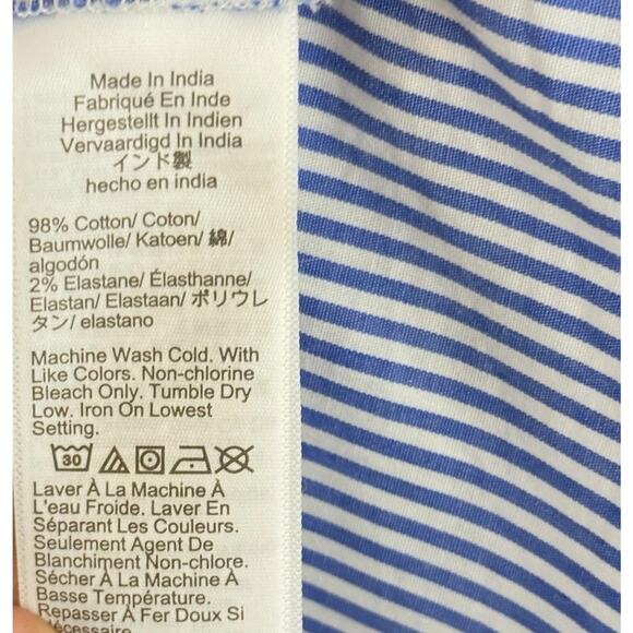 J. Crew Shirt Women’s XS Button-up Poplin Signature Fit Blue Stripes Minimalist - Picture 11 of 12